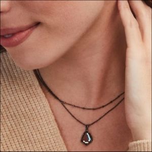 Kendra Scott CORY Multi Strand Necklace Gunmetal Gray Dichroic Glass